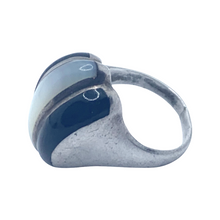 Load image into Gallery viewer, Onyx, Mother of Pearl & Sterling Silver Ring