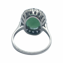 Load image into Gallery viewer, Jade & Diamond Halo White Gold Dinner Ring