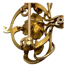 Load image into Gallery viewer, Art Nouveau Diamond & Enamel Gold Brooch