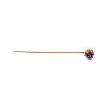 Load image into Gallery viewer, sold - Antique Amethyst & Diamond Gold Stickpin