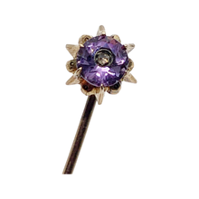 Load image into Gallery viewer, sold - Antique Amethyst & Diamond Gold Stickpin