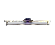 Load image into Gallery viewer, Antique Amethyst & White Gold Bar Brooch