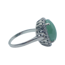 Load image into Gallery viewer, Jade & Diamond Halo White Gold Dinner Ring