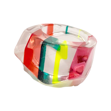 Load image into Gallery viewer, Sold - Lucite Ring - Striped Multicolor