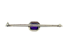 Load image into Gallery viewer, Antique Amethyst & White Gold Bar Brooch