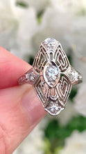 Load and play video in Gallery viewer, Sold - Diamond &amp; Platinum Greek Key Filigree Ring

