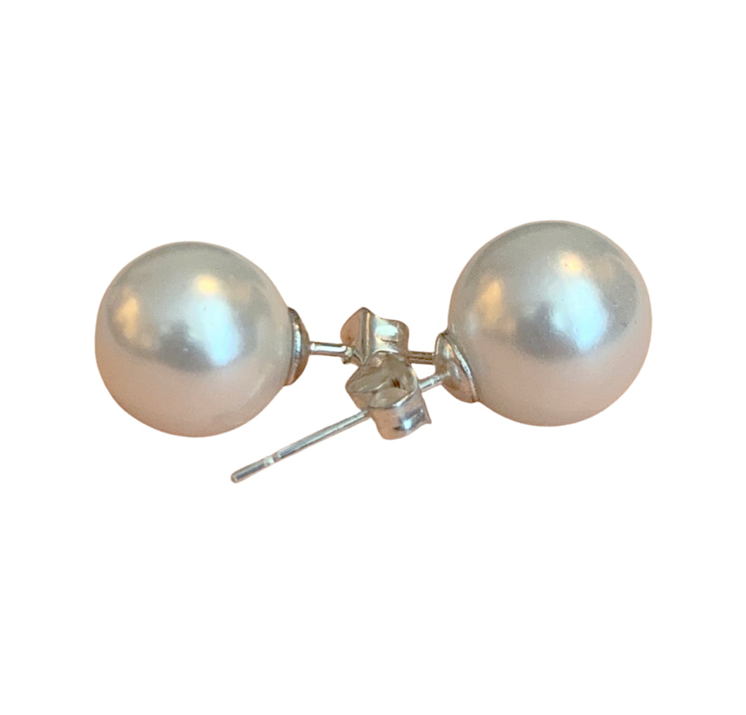 sold - 9.7-10.2mm Round Cultured Freshwater Pearl Studs