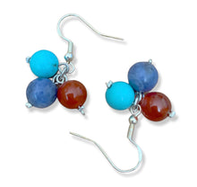 Load image into Gallery viewer, SB Trefoil Drop Earring - Silver &amp; Stone

