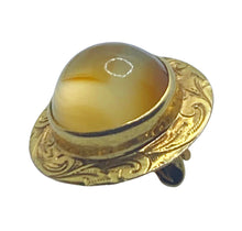 Load image into Gallery viewer, Agate Cabochon &amp; 10K Gold Brooch
