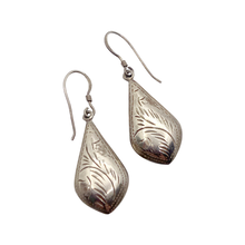 Load image into Gallery viewer, Engraved Tear Drop Sterling Silver Earrings
