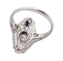 Load image into Gallery viewer, Sold - Diamond &amp; Platinum Greek Key Filigree Ring
