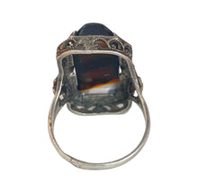 Load image into Gallery viewer, Art Deco Agate &amp; Sterling Silver Ring
