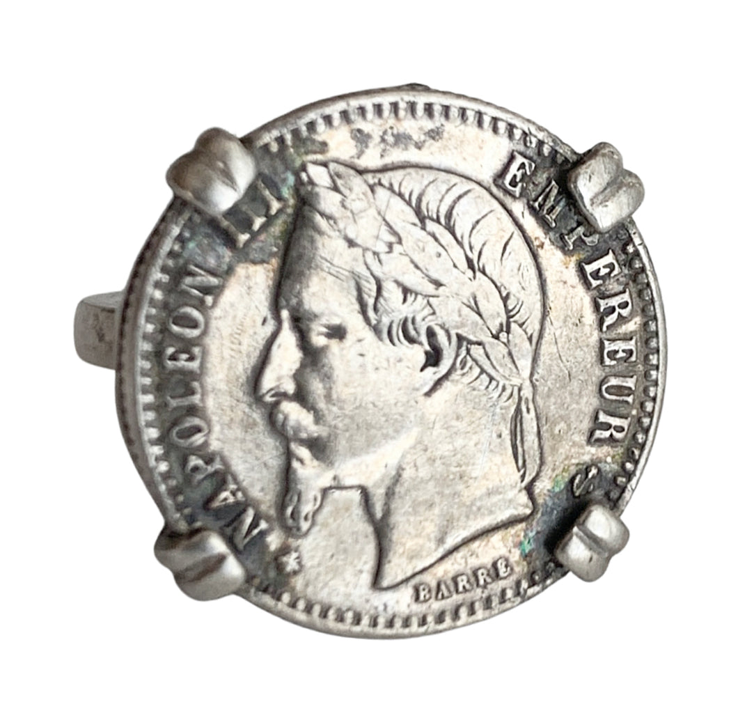 1864 ‘50 Centimes’ Silver Napoleon Coin Ring
