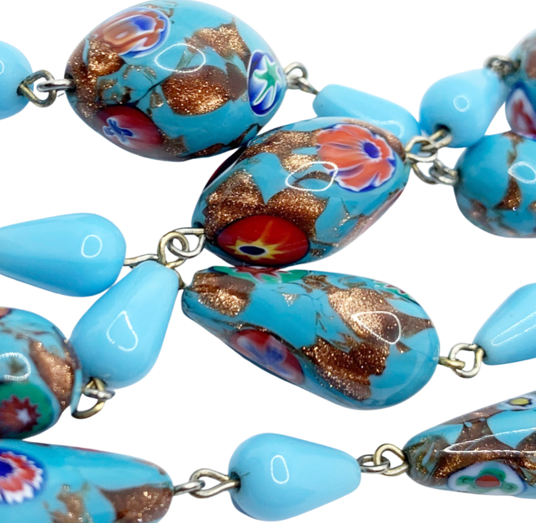sold - Turquoise Venetian Glass Necklace