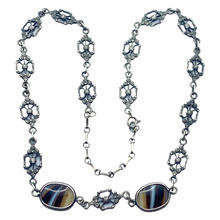 Load image into Gallery viewer, Sold - Art Deco Banded Agate &amp; Silver Necklace

