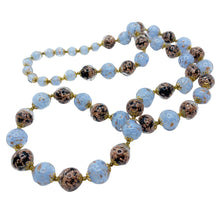 Load image into Gallery viewer, Blue &amp; Gold Venetian Glass Bead Necklace
