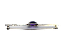 Load image into Gallery viewer, Antique Amethyst &amp; White Gold Bar Brooch
