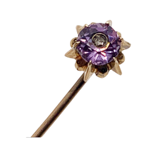 Load image into Gallery viewer, sold - Antique Amethyst &amp; Diamond Gold Stickpin
