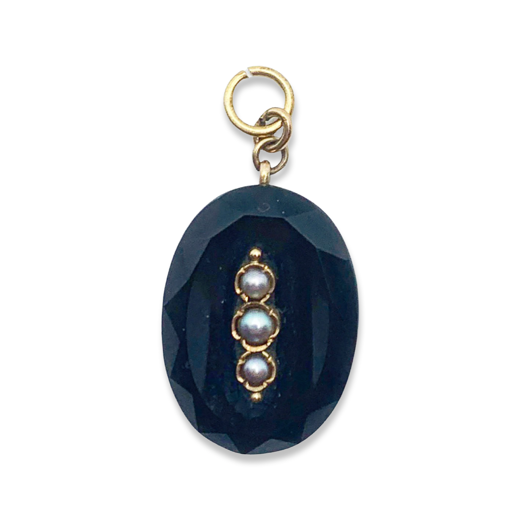 sold - Antique Onyx & Pearl Pendant