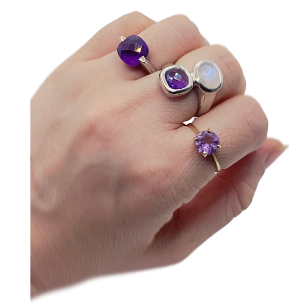 sold - Amethyst '3 Ring Collection' - All Sterling Silver