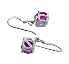 Load image into Gallery viewer, Pink Sapphire &amp; Sterling Silver Drop Earrings
