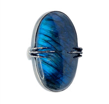 Load image into Gallery viewer, sold - Labradorite Sterling Silver Claw &amp; Crow Ring
