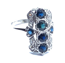 Load image into Gallery viewer, Art Deco Sapphire &amp; Diamond White Gold Ring
