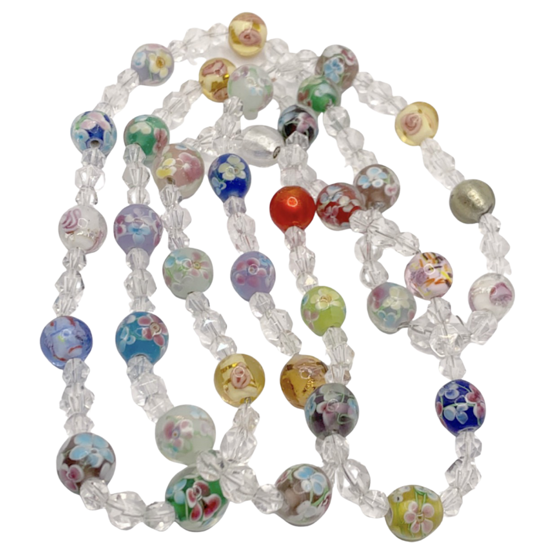 Rock Crystal & Art Glass Bead Necklace